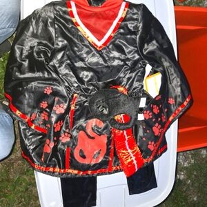 Asian Princess Girls Halloween Costume Size S‎ Geisha Kimono Red Black Dress Up